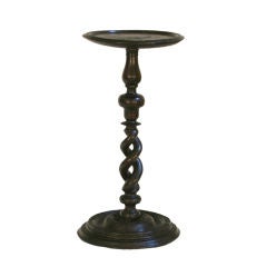 A French LXIII Walnut and Oak Turned Spiral Twist Candlestand