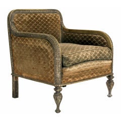 A Unique Parisian Art Deco Brass and Upholstered Bergere