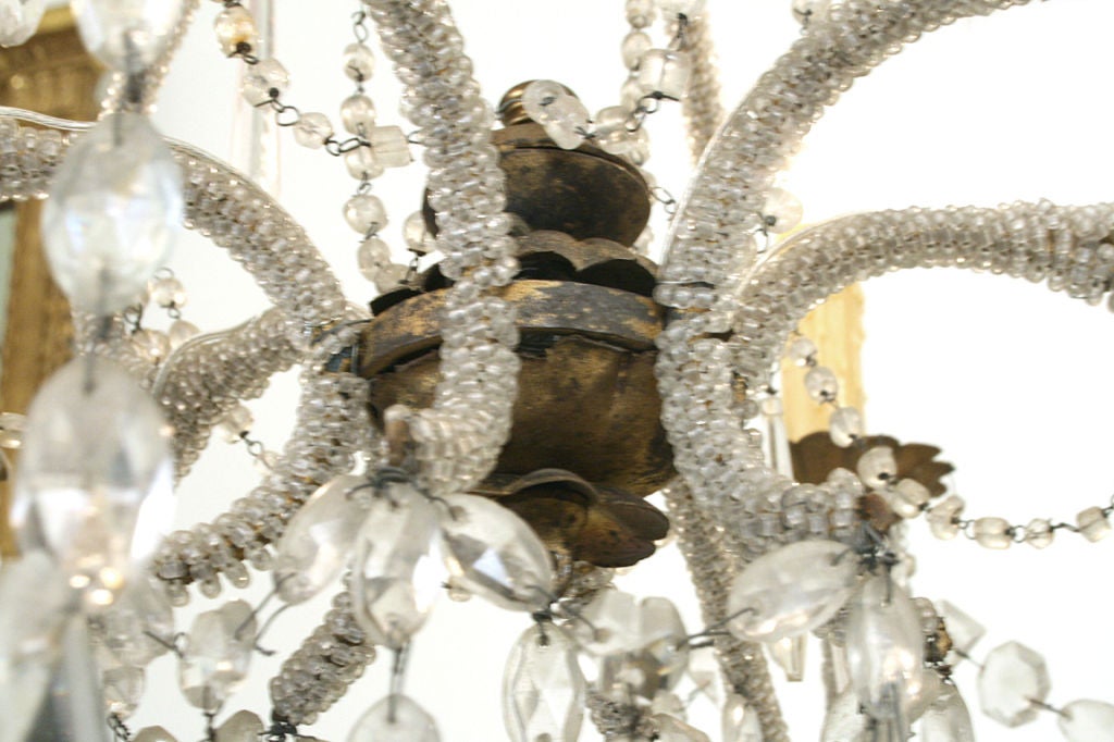 19th Century Italian Late Neoclassical Period 6-Arm Iron & Glass Chandelier