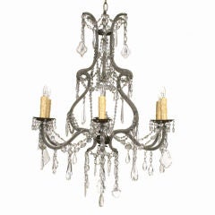 Italian Late Neoclassical Period 6-Arm Iron & Glass Chandelier