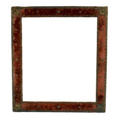 Spanish Baroque Style Velvet Upholstered and Brass Mounted Frame