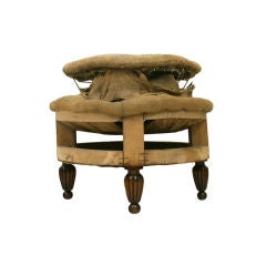 A French Art Deco Walnut and Upholstered Two-Tier Bench