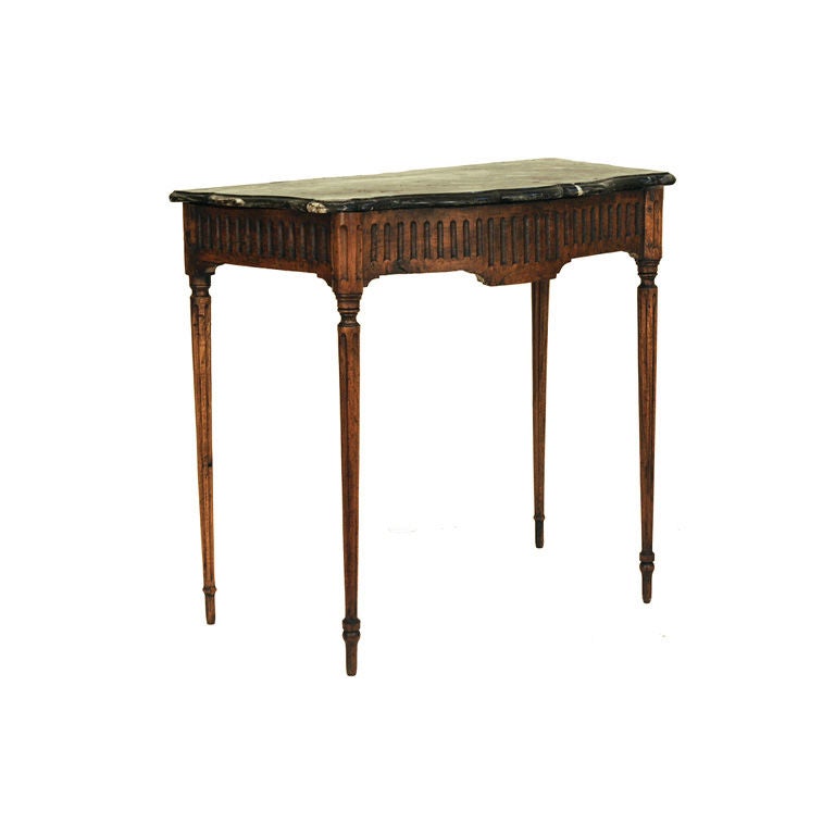 A Piemontese Louis XVI Period Carved Walnut  M/T Console Table