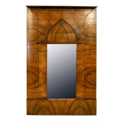 Continental 2nd q. 19th Century Walnut Veneer Arched Wall Mirror
