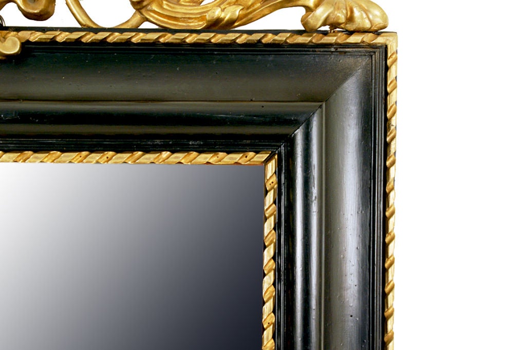 An Italian Giltwood and Ebonized 19th Cen. Baroque Style Mirror 1