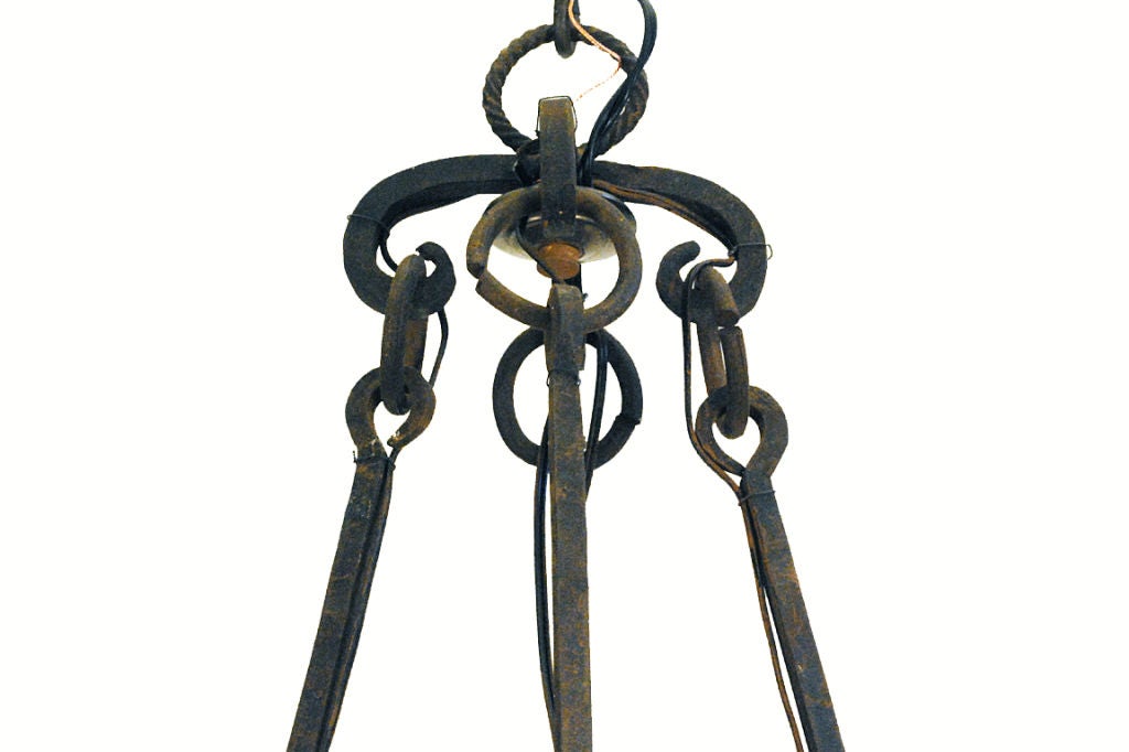 A French Neo-Gothic Wrought Iron 12-light Chandelier In Excellent Condition In Atlanta, GA