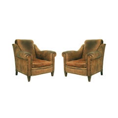 A Pair of French Art Deco Leather Armchairs