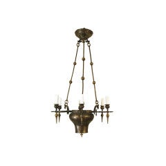 An Indian or Middle Eastern Patinated Brass 8-light Chandelier