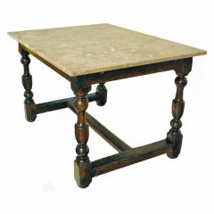 A French Oak Louis XIII Table Base With Later Marble Top
