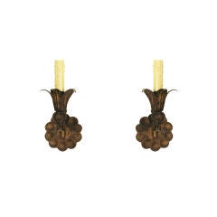 A Pair of Italian Baroque Style Painted Tole  Wall Sconces