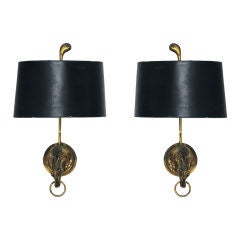 A Pair of English Regency Style Cast Bronze Wall Sconces