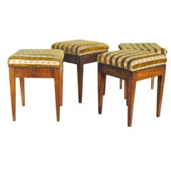 A Set of 4 Italian Neoclassical Fruitwood Upholstered Benches