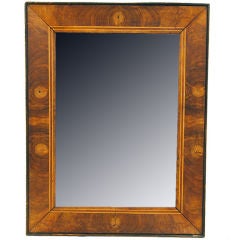 A French Neoclassical Walnut Veneer and Inlaid Mirror