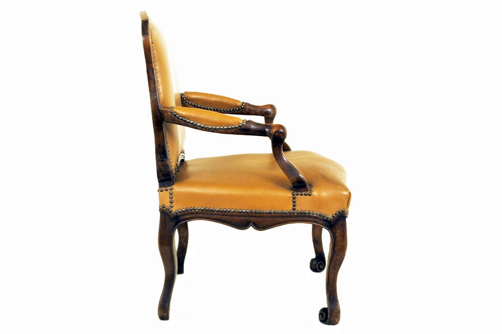 A Unique French Louis XV Carved Walnut Fauteuil