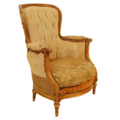 A 19th Cen. Louis XVI Style Carved Giltwood Bergere