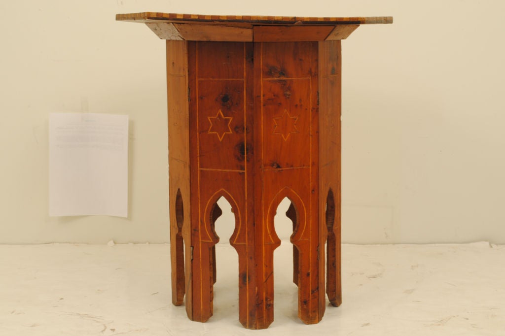 French 19th Cen. Moorish Influenced Walnut and Inlaid Octagonal Table