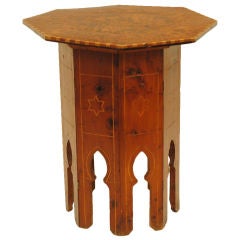 19th Cen. Moorish Influenced Walnut and Inlaid Octagonal Table