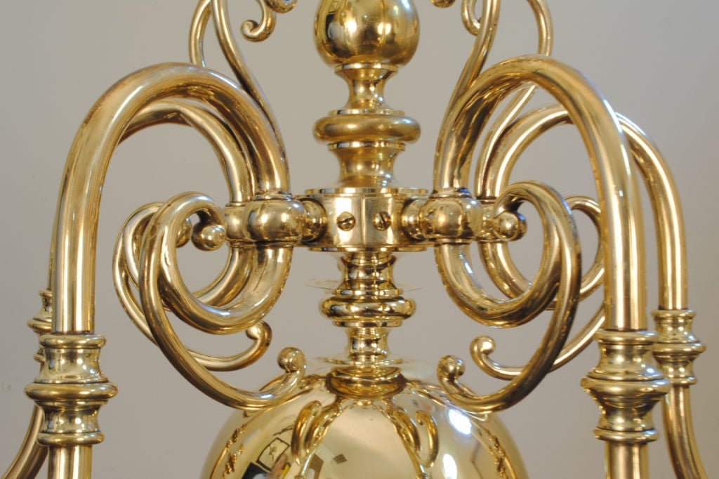 20th Century A Spanish Baroque Style 5-Arm Brass Chandelier
