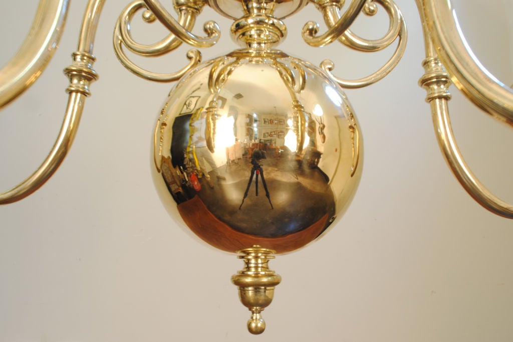 A Spanish Baroque Style 5-Arm Brass Chandelier 1