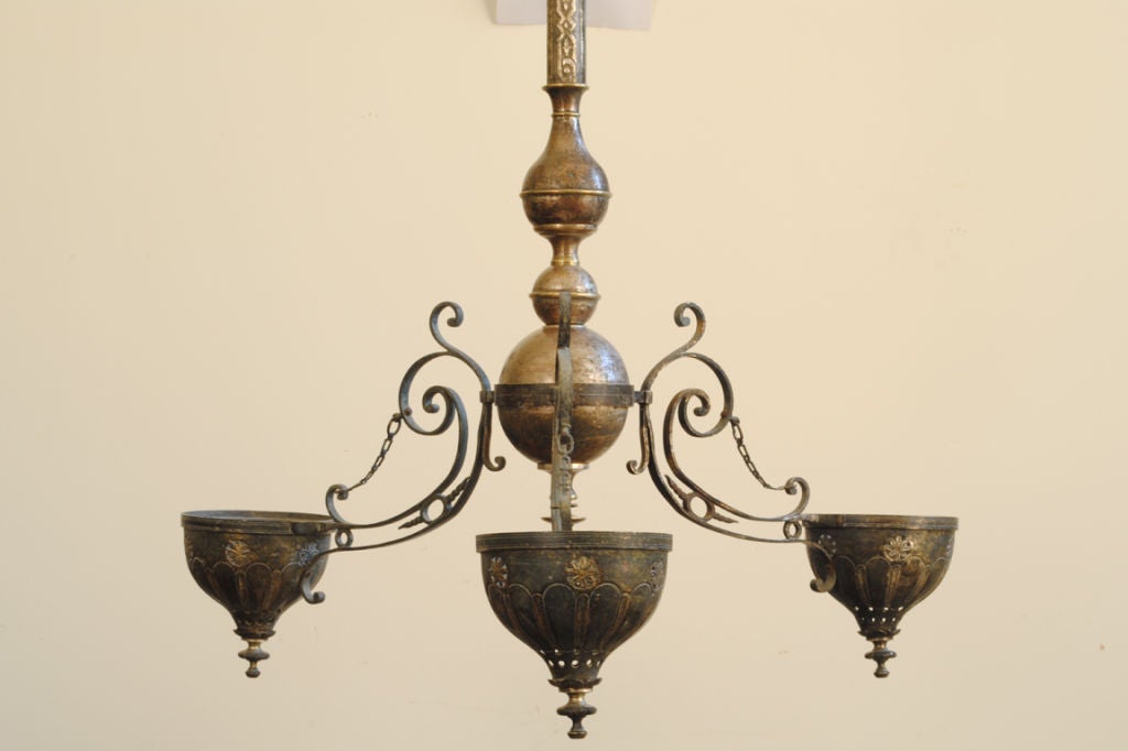 French Silvered Brass Late Baroque Ecclesiastical Votive Lantern