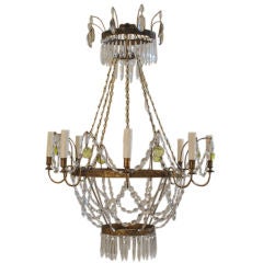 Antique An Early 19th Century Genovese Brass and Glass Chandelier