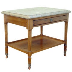 Antique A French 1st Half 19th Cen Fruitwood and Walnut Marble Top Table