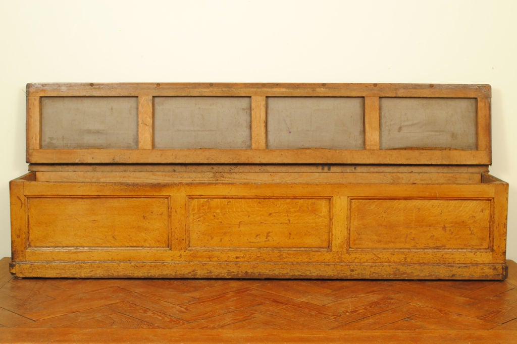 A French 2nd Half 19th Century Oak and Leather Upholstered Bench
