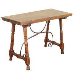 A Spanish Late Baroque Walnut and Iron Table