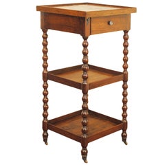Antique A French Mid 19th Century Walnut 3-tier 1 Drawer Etagere/Table