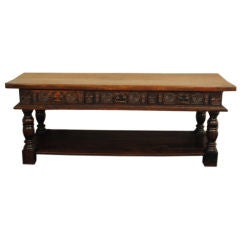 A Spanish Baroque Style 19th Century Carved Oak Refectory Table