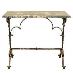 A 19th Cen. Italian Baroque Style Wrought Iron and Marble Table