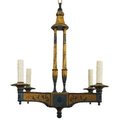 A French Neoclassical Style Painted Wood and Tole Chandelier