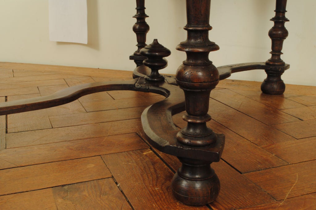 A French Louis XIII Walnut and Parquetry 1-Drawer Table 3