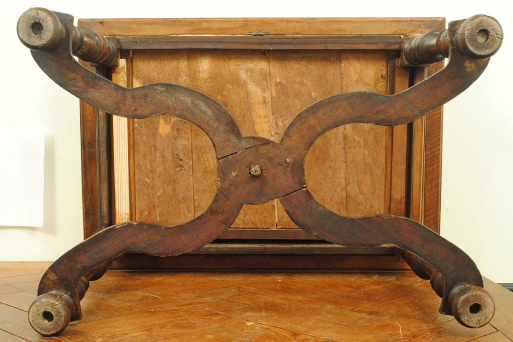 A French Louis XIII Walnut and Parquetry 1-Drawer Table 6