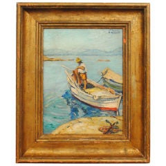 Oil on Canvas, France, Fisherman at St. Tropez