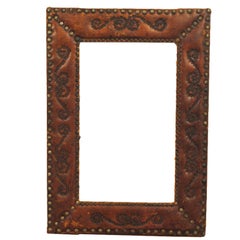 A Mid 20th Century Spanish Leather  and Nailhead Frame/Mirror