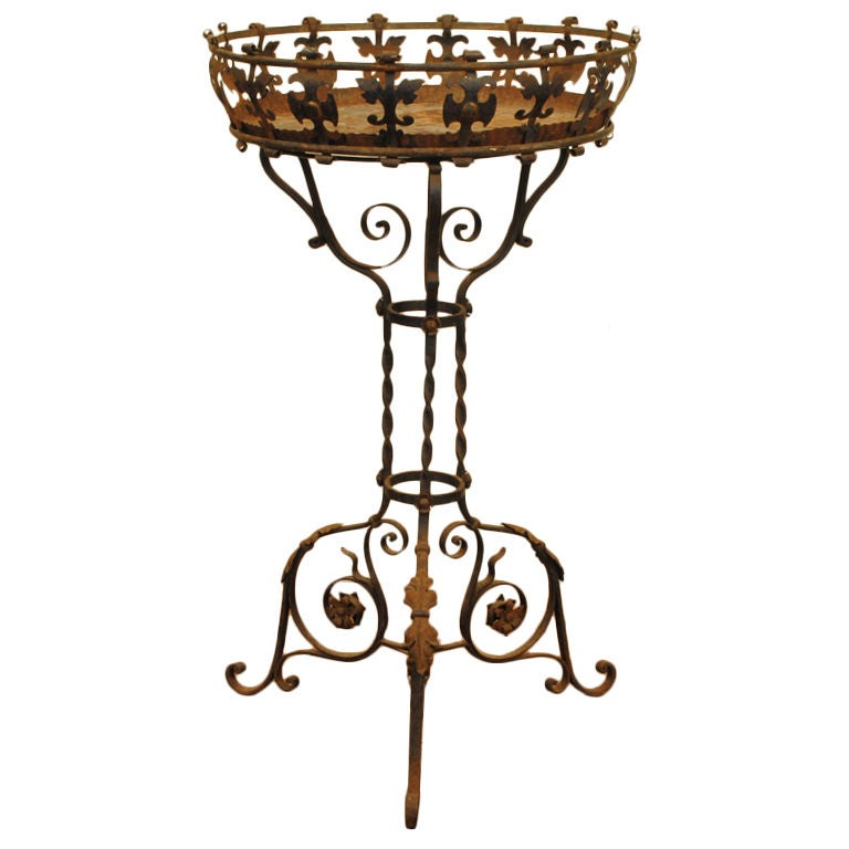 An Italian Baroque Style Wrought Iron and Gilt Metal Plant Stand