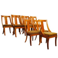 A Set of 10 Light Walnut Charles X Dining Chairs