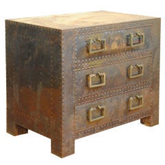 A Modern Patinated Brass Covered 3-Drawer Commode