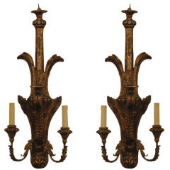 A Pair of Italian 18th Century Giltwood 2/3 Light Wall Appliques