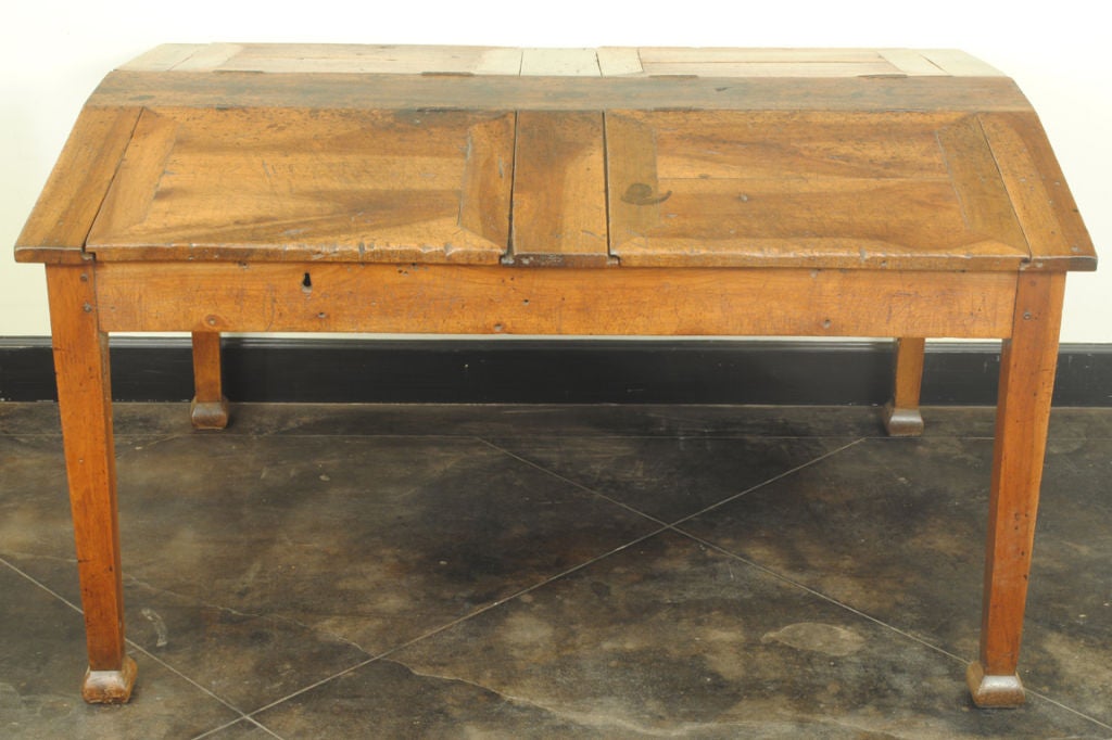 A Unique French Neoclassical Walnut 4-Seater Schooldesk