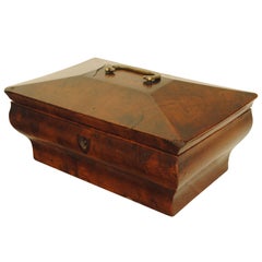 A 19th Cen. Continental Walnut Sarcophagus Form Handled Box A 19th Cen. Continental Walnut Sarcophagus Form Handled Box