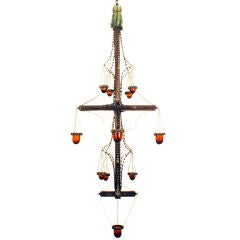 Antique An Early 19th Cen. Spanish Baroque Style Tall Votive Chandelier