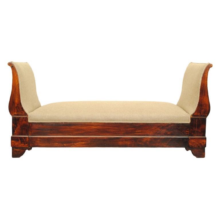 A Late French Empire Mahogany and Upholstered Chaise Longues