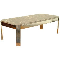 An Italian Late Art Deco Chrome & Marble Coffee Table