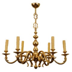 A French Rococo Style Brass 6-Arm Chandelier