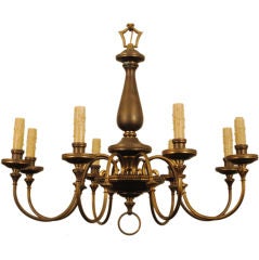 Antique A French Neoclassical Style Formerly Gilt Brass 8-Arm Chandelier