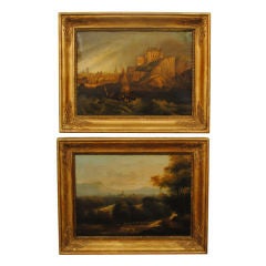 A Pair of Signed French Oils on Tin in Period Late Empire Frames
