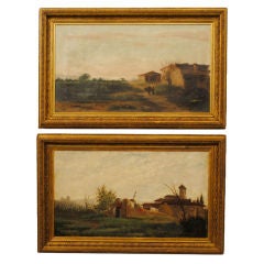 A Pair of Spanish Oils on Canvas in Period Giltwood Frames