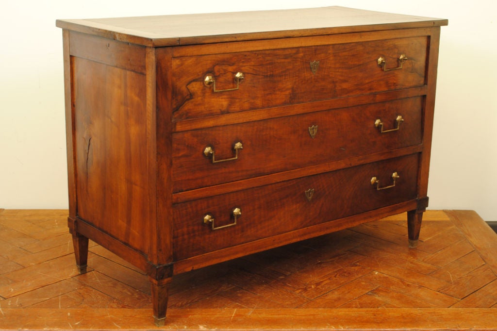 A Louis XVI Walnut Hinged Top 2-Drawer Commode
